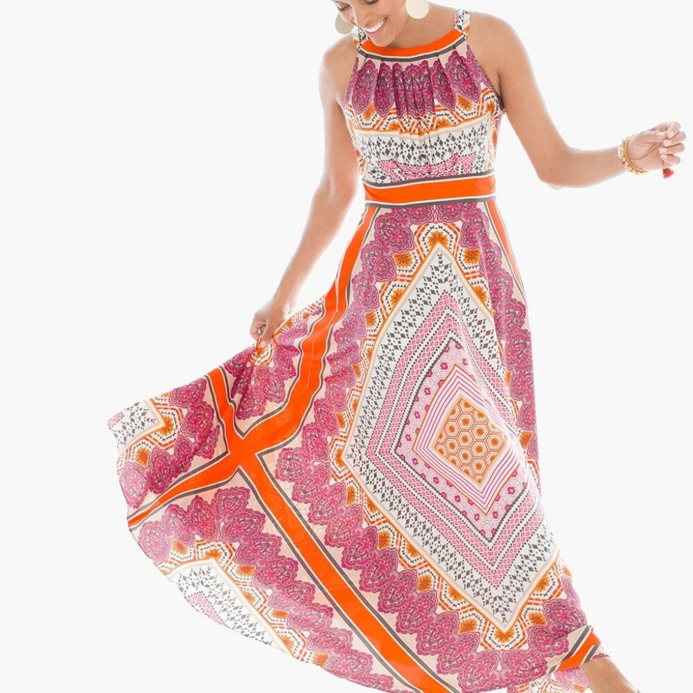 Chico's Scarf-Print Maxi Dress